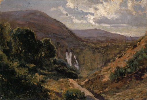 Southern mountain valley with waterfall