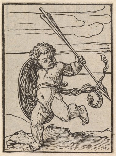 Boy with bow and shield (supplement to the Dance of Death)