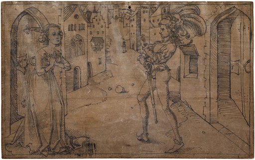 Mysis and Pamphilus before the House of Glycerium (Andria I.5)