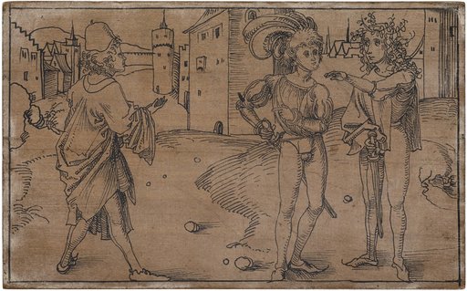 Davus Approaches Pamphilus and Charinus in Conversation (Andria IV.1)