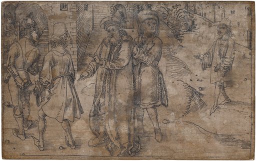 Dromo, Simo, Chremes and the Bonded Davus; Davus Approaches a Second Time from the Background (Andria V.2)