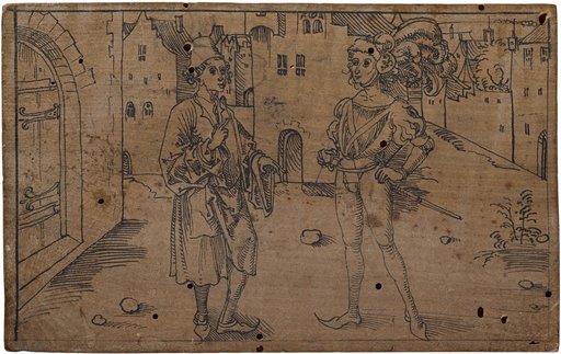 Davus and Pamphilus speaking to each other (Andria II.3)