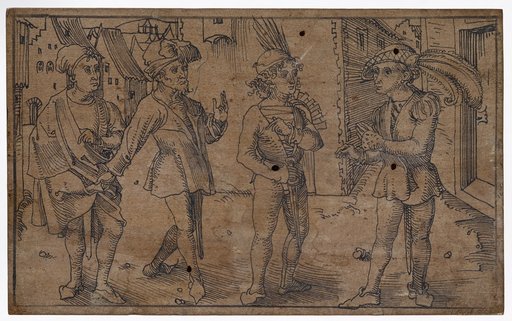 Sannio, Syrus, Ctesipho and Aeschinus negotiating