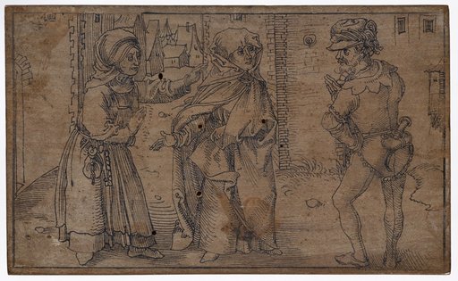 Sostrata and Canthara in conversation with Geta