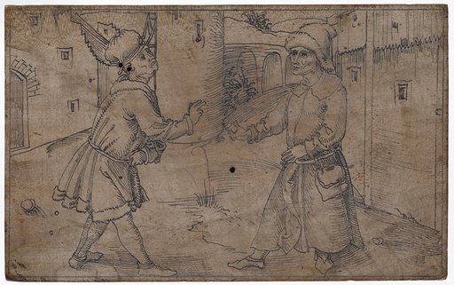 Hegio and Micio in conversation
