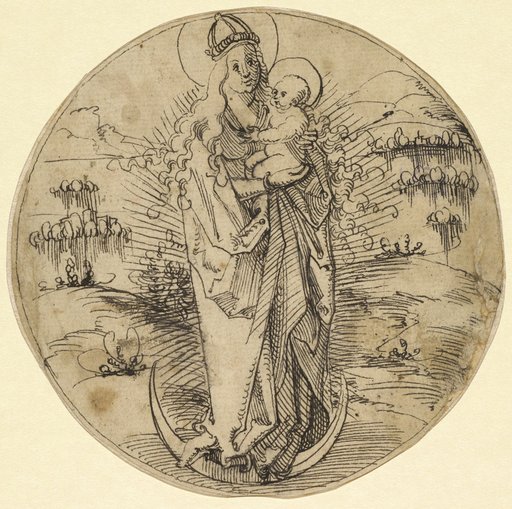 Mary with Child Standing on the Crescent Moon