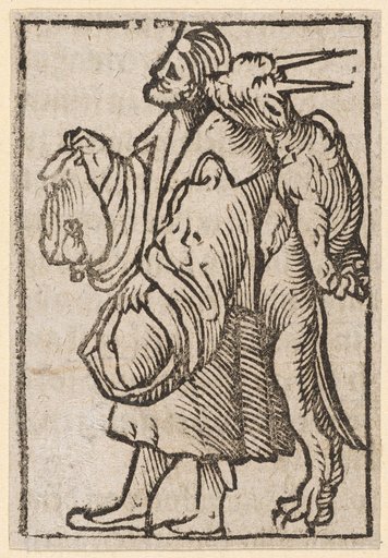 The Estates of Men and Theatrical Figures. Citizen Walking to the Left, Pursued by a Devil