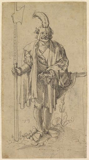 Frontal Standing Halberdier with Sword