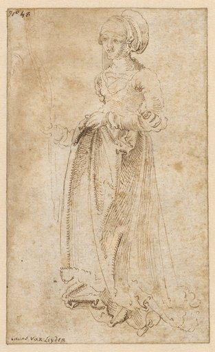 Standing Woman in Civic Attire with Cap