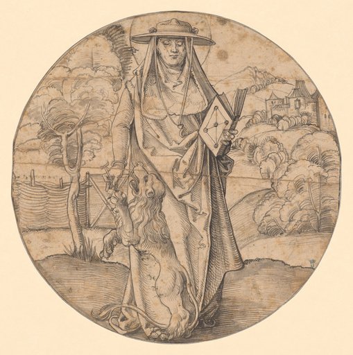 Roundel with a Crack Featuring Standing St. Jerome