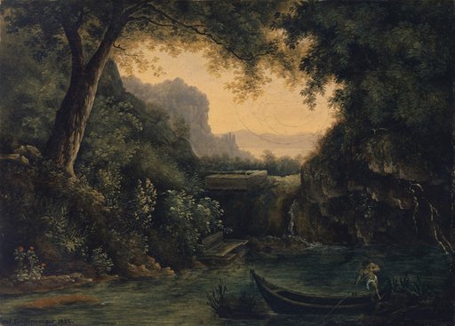 River Landscape with a Naked Boatman in a Boat