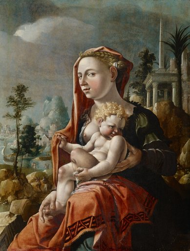 Madonna and Child Before a Landscape