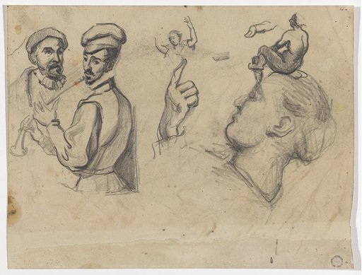 Figure Studies After Bartolomeo Passarotti, Domenichino, and an Unknown Master