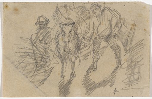 Figures and Heavily Laden Horse