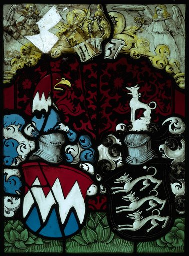 Alliance Shield with the Coats of Arms of Hans von Ulm and His Wife Margaretha Hundbiss von Waltrams