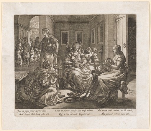 Lucretia with Her Women Spinning