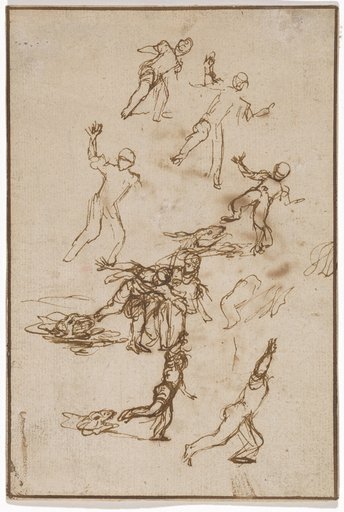 Sketch Sheet with Studies on the Theme "Tobias Frightened by the Fish"