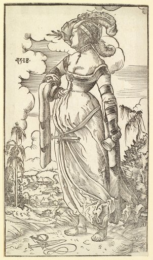Foolish Virgin (to the left, right hand on hip)