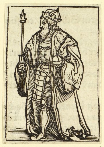 The Estates of Men and Dramatic Characters. The Emperor with scepter in right hand and orb in left