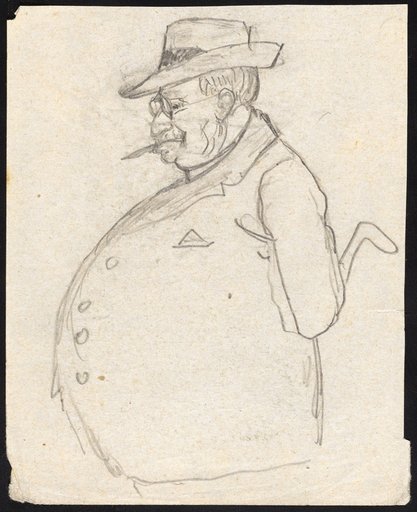 Man with Glasses and Cigar, Side View