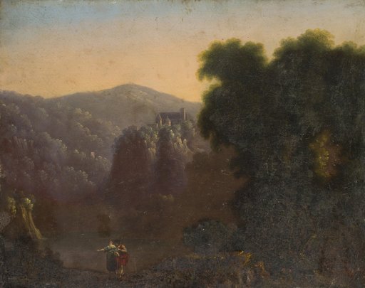 Landscape with Mountain Lake and Castle in the Background