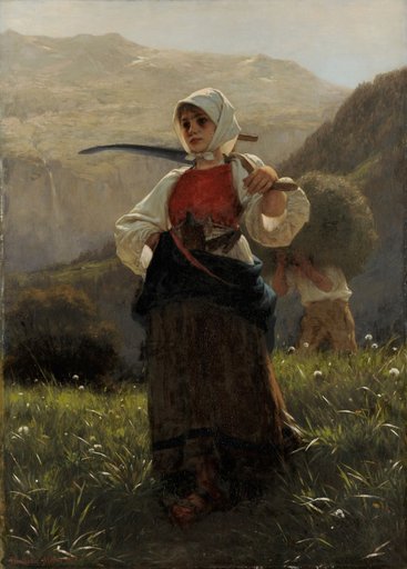 Woman from Haslital returning from the hay harvest