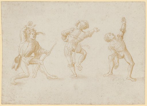 Three Moorish Dancers, the Left One Dressed as a Jester