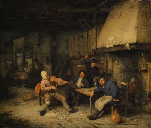 Fiddler and Drinking Peasants in a Tavern