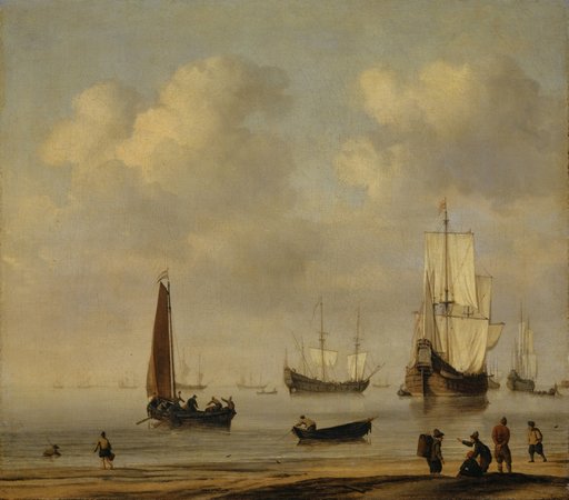 Moored Fleutes and Fishing Boats in Calm Weather