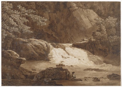 Waterfall with Seated Man (Copy after Peter Birmann)