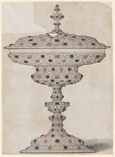 Design for a Lid Cup Set with Gemstones