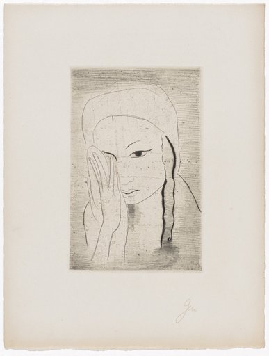 Female Head with Hand on the Right Cheek