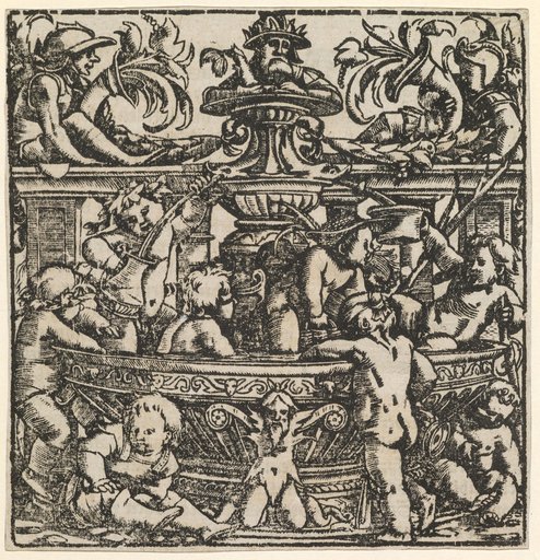 Children Playing at a Fountain