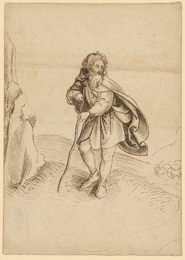 Shepherd with staff and rosary