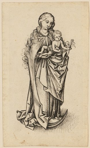 Mary with child, standing on the moon