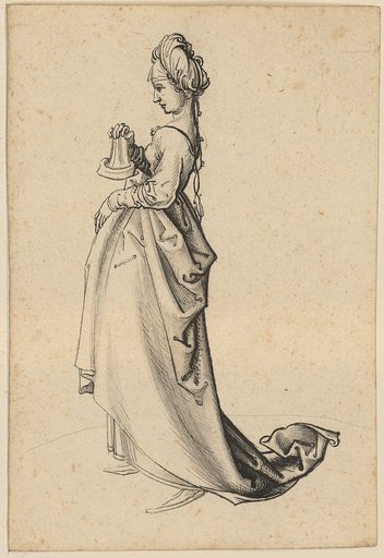 Foolish Virgin, in profile facing left