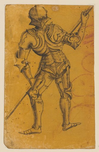 Warrior in Heavy Armor with Lance, Seen from Behind
