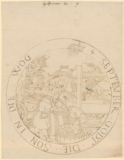 Circular window design with the month picture of September