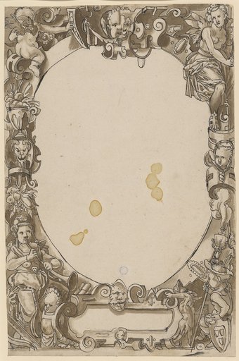 Window design with an oval frame and empty central panel