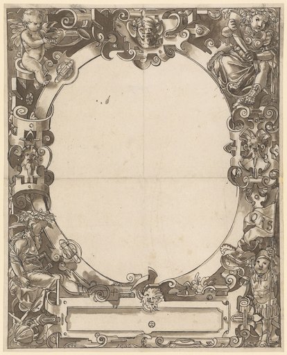 Window design with an oval frame and empty central panel