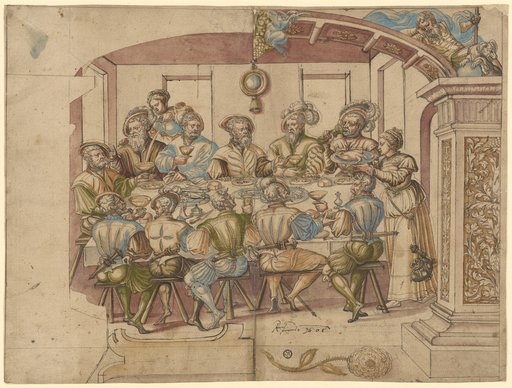 Cartoon for a Window with a Guild Banquet