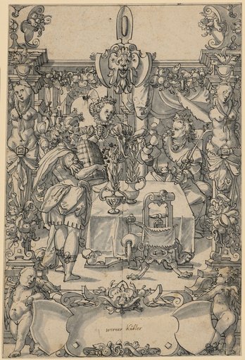 Cartoon for a Window with the Riddle of the Queen of Sheba