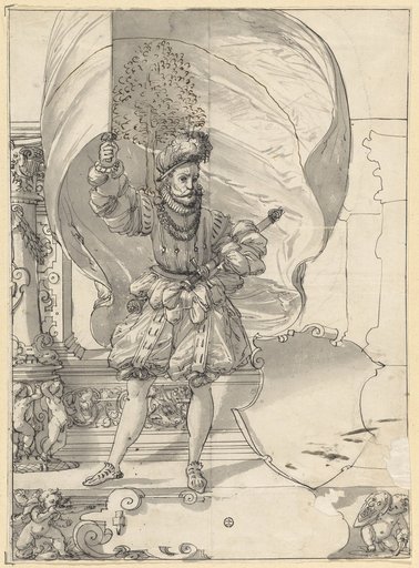 Window design with a standard-bearer and an empty escutcheon