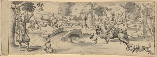 Design for an Upper Panel with Hunting Scenes