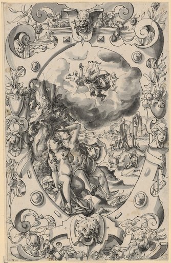 Window design with Jupiter and Io, surprised by Juno