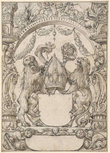 Window design with an unexecuted episcopal coat of arms
