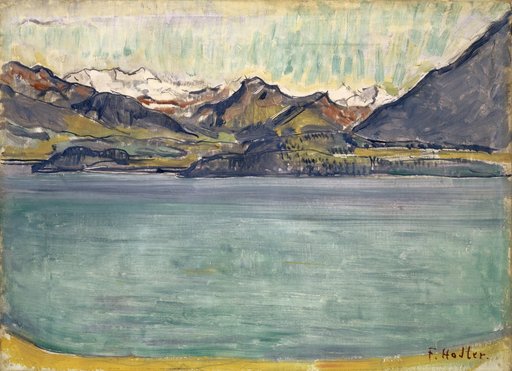 Lake Thun with the Blüemlisalp and Niesen (View of Lake Thun from Oberhofen)