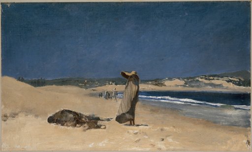 Moroccan Woman before a Dead Donkey on the Beach of Tangier