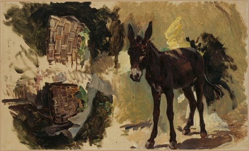Study Sheet from Tivoli with Donkey and Woven Baskets