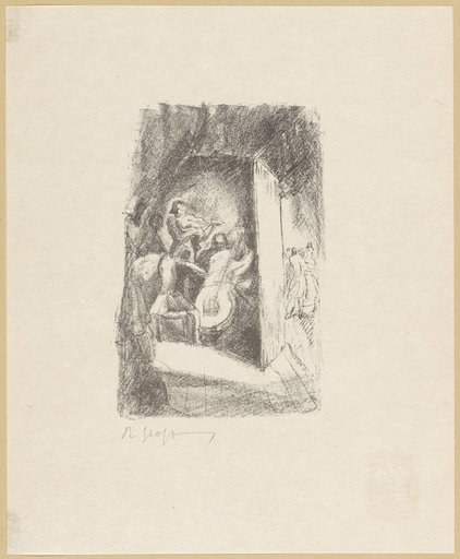 Untitled [Illustration of a Group of Musicians in a Dark Room, Page 19]
